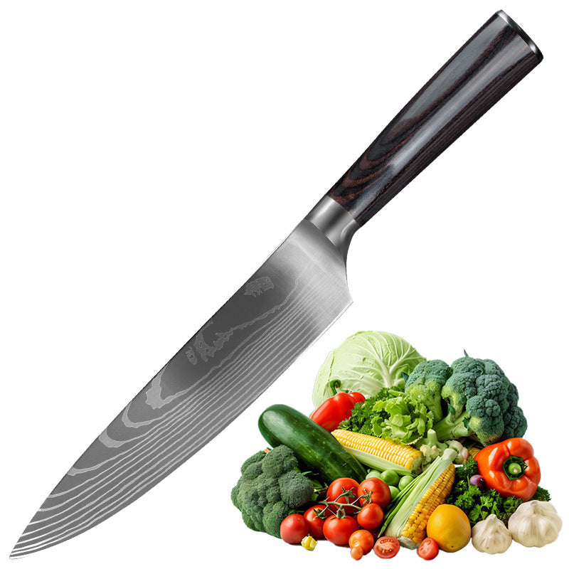 Damascus Stainless Steel Kitchen Knife Set with Wood Handle